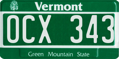 VT license plate OCX343