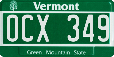 VT license plate OCX349