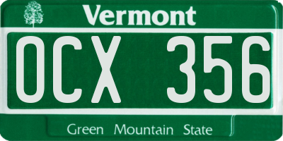VT license plate OCX356