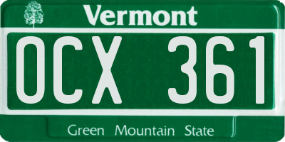 VT license plate OCX361