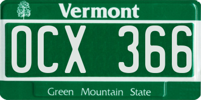 VT license plate OCX366