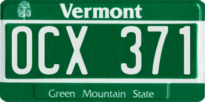 VT license plate OCX371