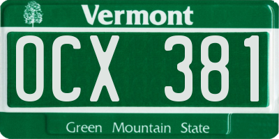 VT license plate OCX381