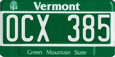 VT license plate OCX385