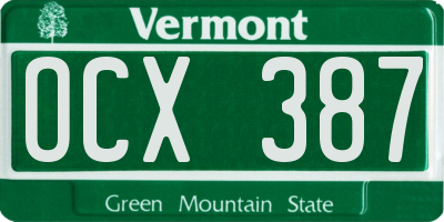 VT license plate OCX387