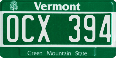 VT license plate OCX394