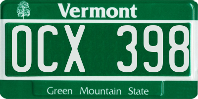 VT license plate OCX398