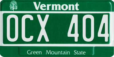 VT license plate OCX404
