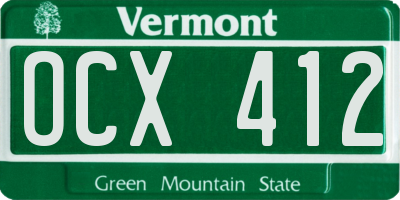 VT license plate OCX412