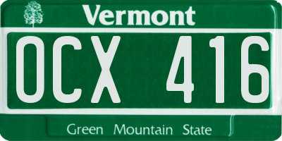 VT license plate OCX416