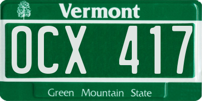 VT license plate OCX417