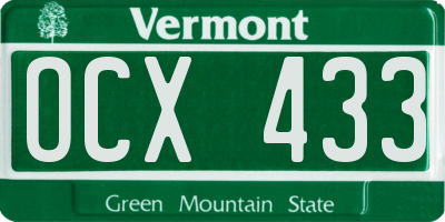 VT license plate OCX433