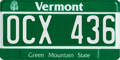 VT license plate OCX436
