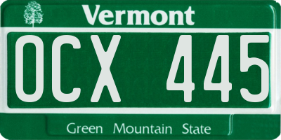 VT license plate OCX445