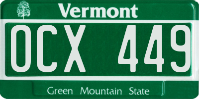 VT license plate OCX449