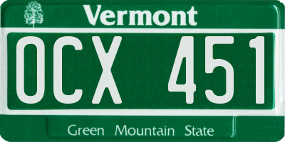 VT license plate OCX451