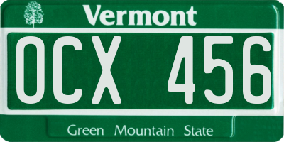 VT license plate OCX456