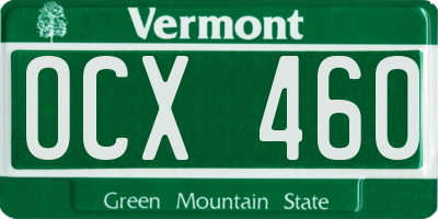 VT license plate OCX460