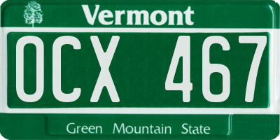 VT license plate OCX467