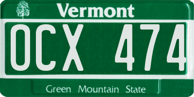 VT license plate OCX474