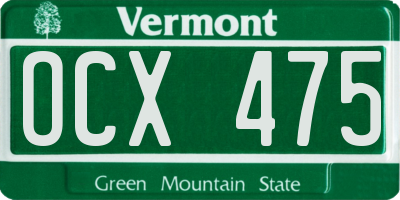VT license plate OCX475