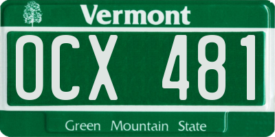 VT license plate OCX481