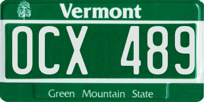 VT license plate OCX489
