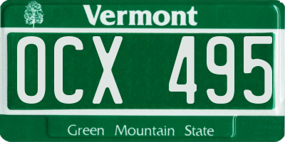 VT license plate OCX495