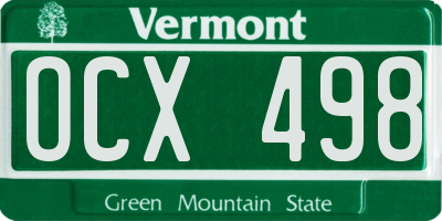 VT license plate OCX498