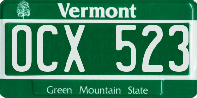 VT license plate OCX523