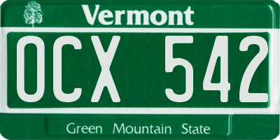 VT license plate OCX542