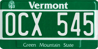 VT license plate OCX545