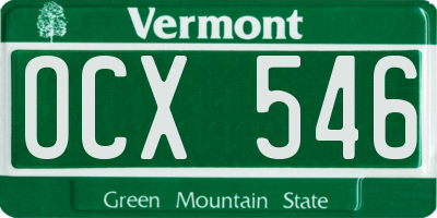 VT license plate OCX546