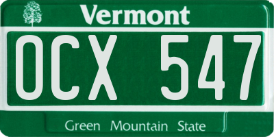 VT license plate OCX547