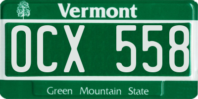 VT license plate OCX558