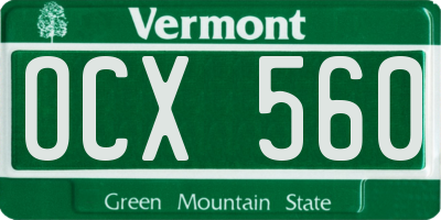 VT license plate OCX560