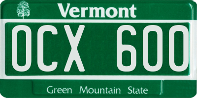 VT license plate OCX600