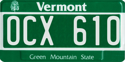 VT license plate OCX610