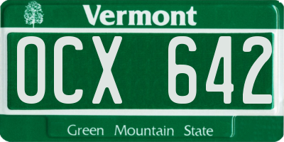 VT license plate OCX642
