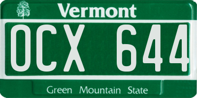 VT license plate OCX644