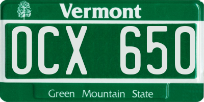 VT license plate OCX650