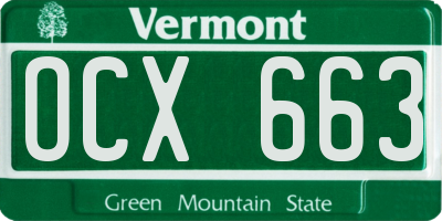 VT license plate OCX663