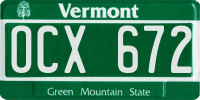 VT license plate OCX672