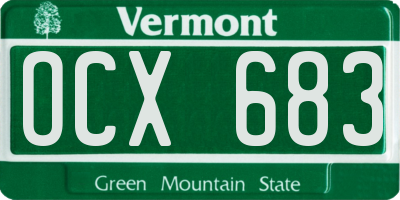 VT license plate OCX683