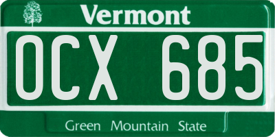 VT license plate OCX685