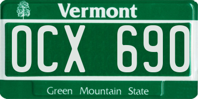VT license plate OCX690