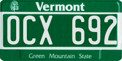 VT license plate OCX692