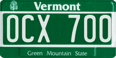 VT license plate OCX700