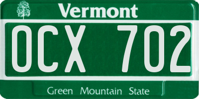 VT license plate OCX702