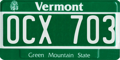VT license plate OCX703